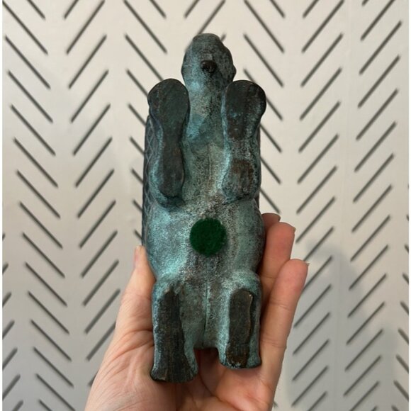 Antique Bronze Patina Heavy Elephant Trunk Up Paperweight Cast Sculpture 813g - Picture 9 of 10